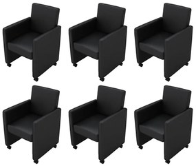 Cadeiras de jantar 6 pcs couro artificial preto