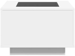 Mesa de centro c/LEDs 60x60x40cm contraplacado branco brilhante
