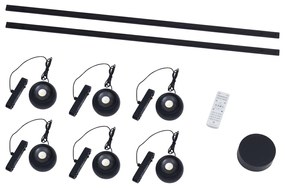 Sistema de iluminação de trilho moderno com 6 pendentes pretos monofásicos - Magnetic Lance