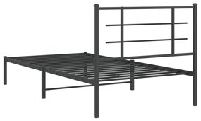 Estrutura de cama com cabeceira 100x200 cm metal preto