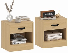 HOMCOM Conjunto de 2 Mesas de Cabeceira Mesas de Cabeceira para Dormitório Estreitas com Gaveta e Compartimento Aberto 39x28x41 cm Madeira