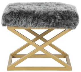Pouffe Capraz – Dourado e Cinzento – 50x42x40 cm