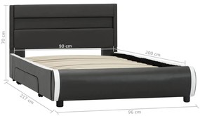 Estrutura de cama c/ LED 90x200 cm couro artificial antracite