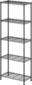 Estante de metal, prateleiras ajustáveis 30 x 60 x 161 cm, estante de arrumação com 5 níveis para garagem  preta