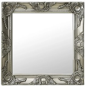 vidaXL Espelho de parede estilo barroco 50x50 cm prateado