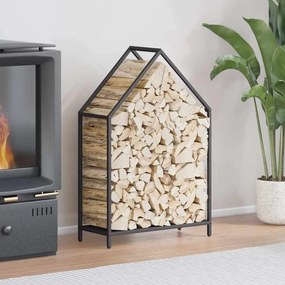 Suporte para lenha 60x25x90 cm aço laminado a frio preto