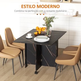 Mesa de Sala de Jantar Dobrável (CADEIRAS NÃO INCLUIDAS) com Rodas Mesa Multifuncional para Sala de Jantar 120x80x73 cm Preto