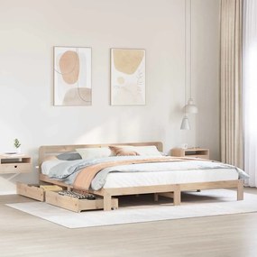 Cama sem colchão 200x200 cm madeira de pinho maciça