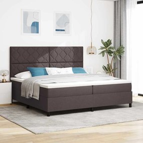 vidaXL Cama Box com Colchão e Luz LED em Castanho Escuro, 200x200 cm, Tecido
