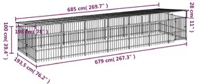 Canil de exterior com telhado 13,14 m² aço