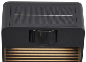 Candeeiro de parede preto com LED IP54 e sensor de movimento solar - Border Moderno