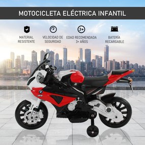 HomCom® Moto Eléctrica Infantil para Crianças 3-8 Anos Batería 12V 2 Motores com Luzes e Sons 110x47x69cm PP