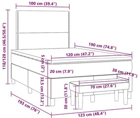 Cama boxspring com colchão 120x190 cm tecido preto