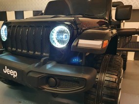 Jeep elétrico para crianças Wrangler 12V Pneus EVA, Assento de couro sintético Preto