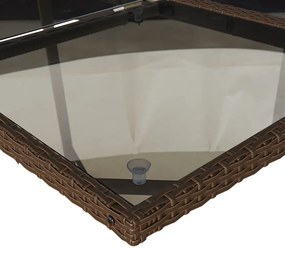 9 pcs conjunto jantar p/ jardim c/ almofadões vime PE castanho