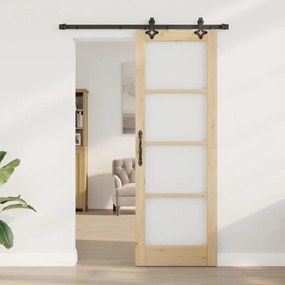 Conjunto de Porta Deslizante vidaXL 73.5x211 cm Madeira Maciça de Pinh