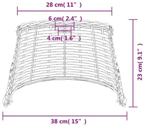 Abajur de teto Ø38x23 cm vime castanho