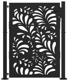 Portão de jardim 105x130 cm preto projeto de onda de aço
