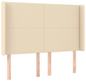 Cama box spring c/ colchão e LED 140x190 cm tecido cor creme