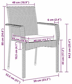 Conjunto de Cadeiras de Jardim de 4 com almofada 5 pcs Cinzeto