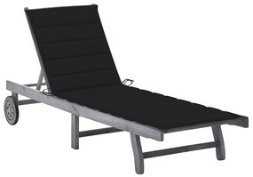 vidaXL Espreguiçadeira de jardim c/ almofadão acácia maciça cinzento