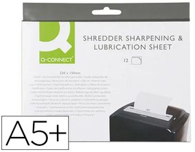 Folhas Lubrificantes e Afiadoras Q-Connect para Destruidora Pack de 12 Folhas Medidas 220x150mm