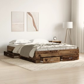 Estrutura de Cama com Gavetas Madeira Envelhecida