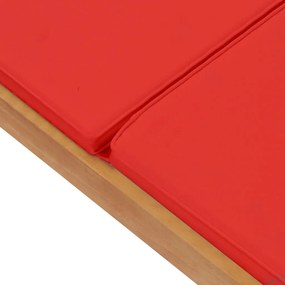 Espreguiçadeira com almofadão madeira teca maciça vermelho