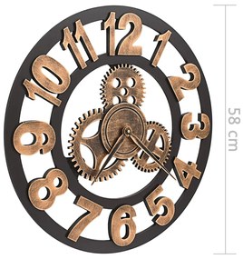 Relógio de parede metal 58 cm dourado e preto