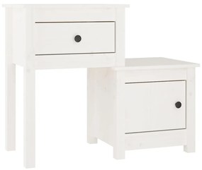 Mesa de cabeceira 79,5x38x65,5 cm madeira pinho maciça branco