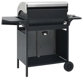 Grelhador/barbecue a gás 4+1 zonas de cozinhar preto e prateado