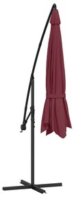 Guarda-sol cantilever de jardim c/ poste alumínio 350 cm bordô