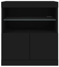Aparador com luzes LED 60x37x67 cm preto