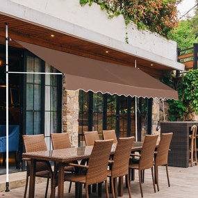 Toldo 400 cm telescópico e retrátil resistente aos raios UV impermeável com manivela altura regulável para janela varanda jardim Castanho