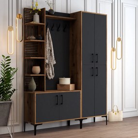 Hall Stand Viyana DA – Nogueira e Antracite – 150x200x35 cm