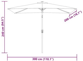 Guarda-sol 200 x 300 cm retangular verde