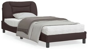 vidaXL Estrutura de cama sem colchão 90x200 cm tecido castanho-escuro