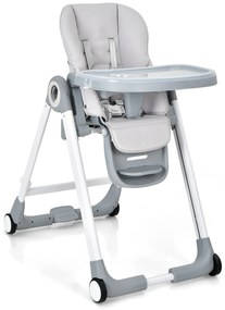 Cadeira alta dobrável com apoio para os pés e bandeja removível - bege