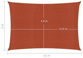 Para-sol estilo vela 160 g/m² 2x3,5 m PEAD terracota