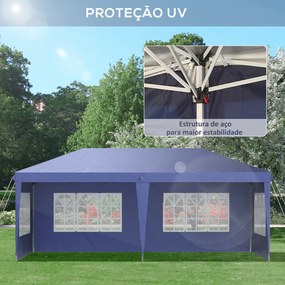 Tenda Dobrável 585x295x270 cm com 4 Paredes Laterais Amovíveis Tenda d