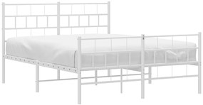 Estrutura de cama com cabeceira e pés 140x200 cm metal branco