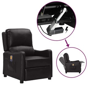 vidaXL Poltrona massagens elevatória couro artificial preto brilhante