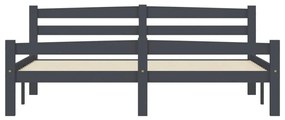 Estrutura de cama 160x200 cm pinho maciço cinzento-escuro