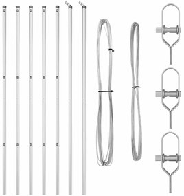 vidaXL Postes de Cerca 7 pcs Prateado Ø32mm 170 cm Aço galvanizado