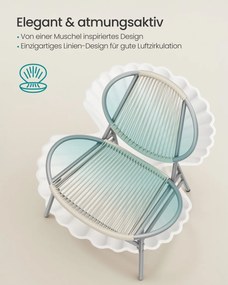 Conjunto de jardim com mesa e 2 cadeiras, em Polyrattan PE, cinzento