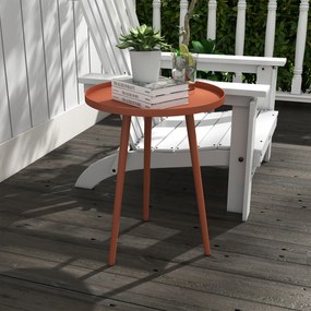 Mesa de centro redonda para jardim Ø40 x 50 cm (altura), mesa auxiliar de exterior com rebordo redondo em aço, vermelha