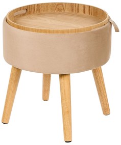 Tamborete com arrumação em veludo creme NEELY Beliani