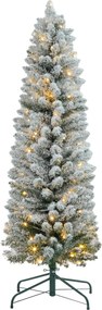 HOMCOM Árvore de Natal Árvore de Natal artificial nevada de 150 cm com 120 luzes LED 263 ramos e suporte metálico Árvore de Natal para sala verde e branca | Aosom Portugal