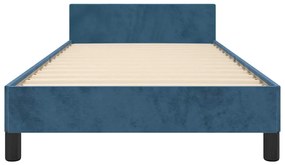 Estrutura de cama sem colchão 80x200 cm veludo azul-escuro