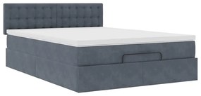 Estrutura de cama otomana com colchão 140x190cm cinzento escuro